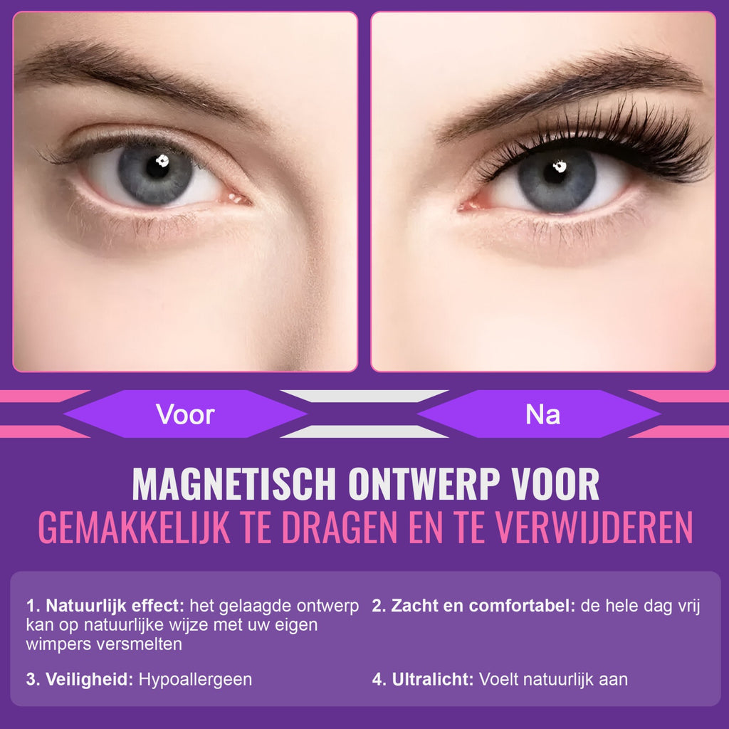 Wimperextensions (nepwimpers) met magnetische eyeliner