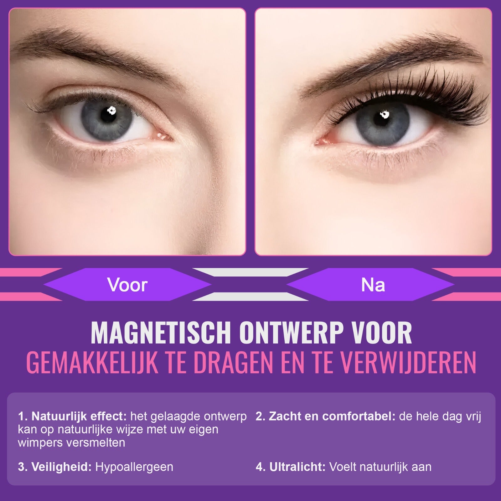 Wimperextensions (nepwimpers) met magnetische eyeliner